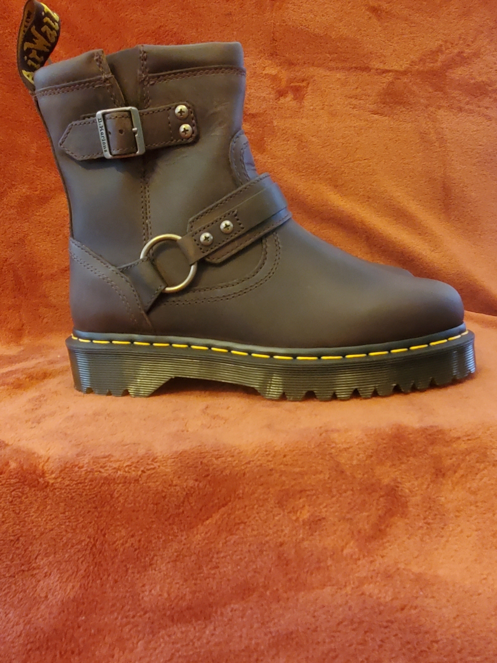 NEW Dr. Martens Brown Leather Buckle Ankle Boots